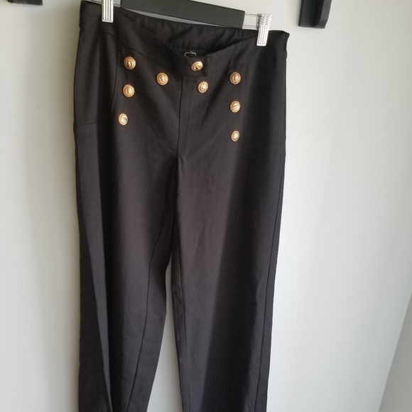 👖M-2 BLACK WIDE LEG BLACK DRESS PANTS - Picture 3 of 13